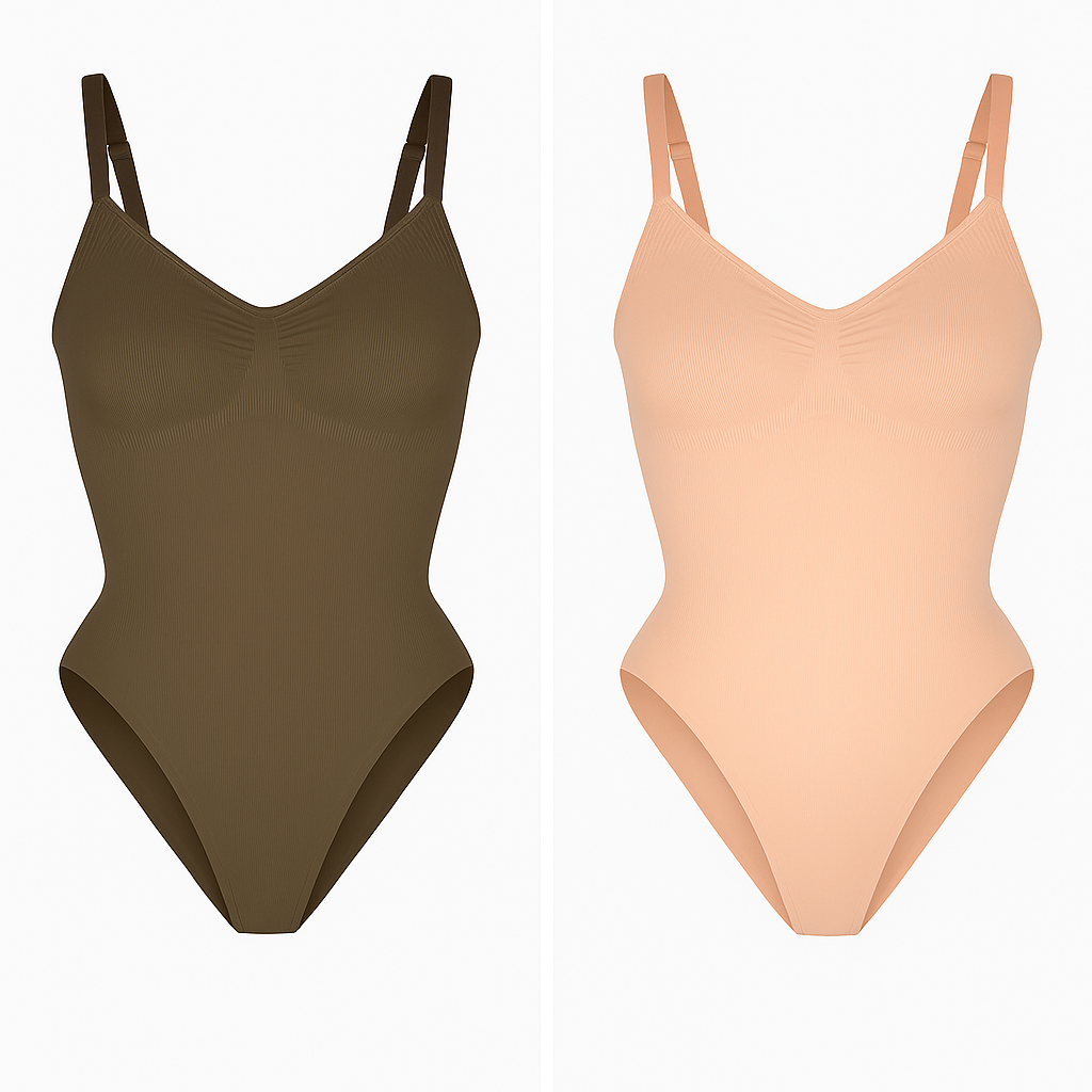 Pack 2 bodys reductores color nude y color marrón militar