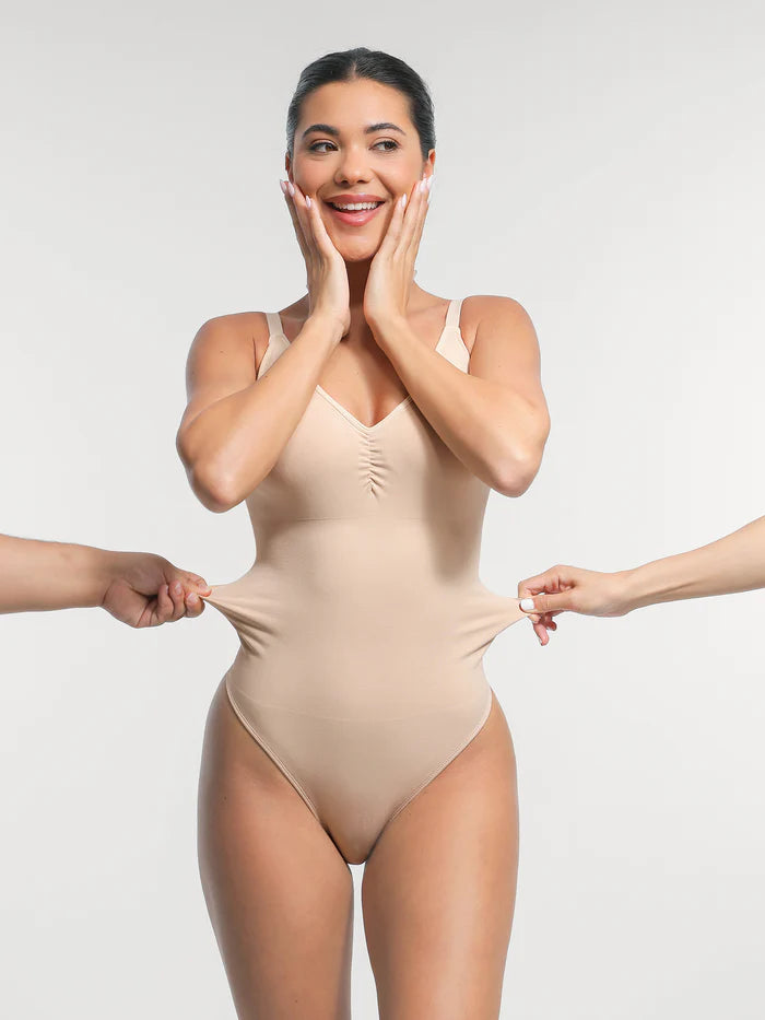 Body tipo tanga con control de cintura y abdomen, sujetador incorporado sin costuras